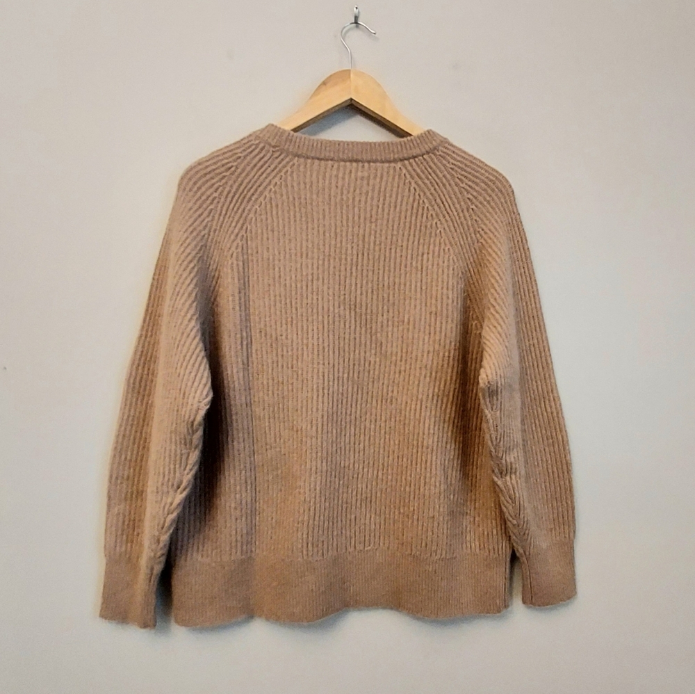 J. Crew Crewneck Cashmere Pullover Sweater Size Small Tan Camel Ribbed - Picture 8 of 13